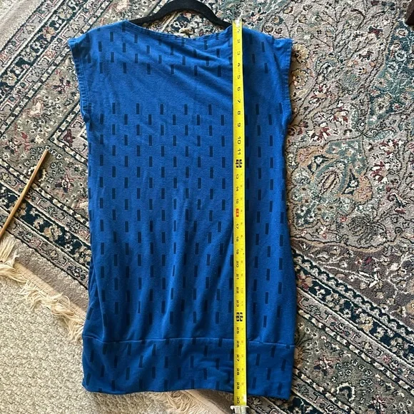 Smoking Lily "oh joyful tunic" graphic dashes print cobalt blue Size Small - Picture 10 of 12